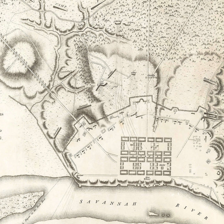 Antique Map of Savannah, Georgia from 1794