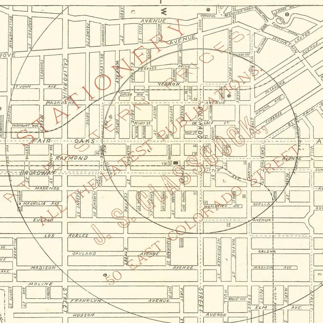 Antique Map of Pasadena, California from 1893