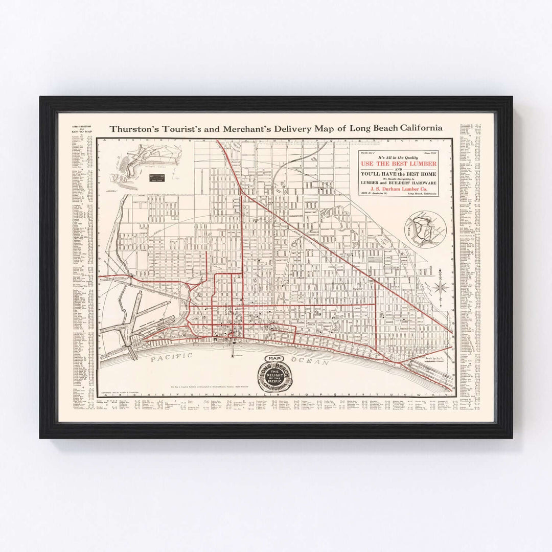 Antique Map of Long Beach, California from 1913