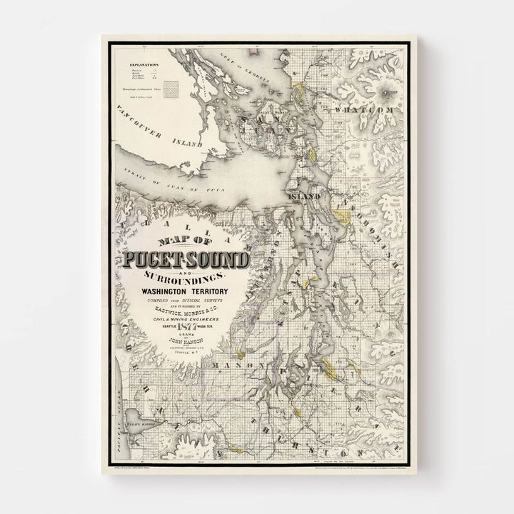 Antique Map of Seattle, Washington from 1877