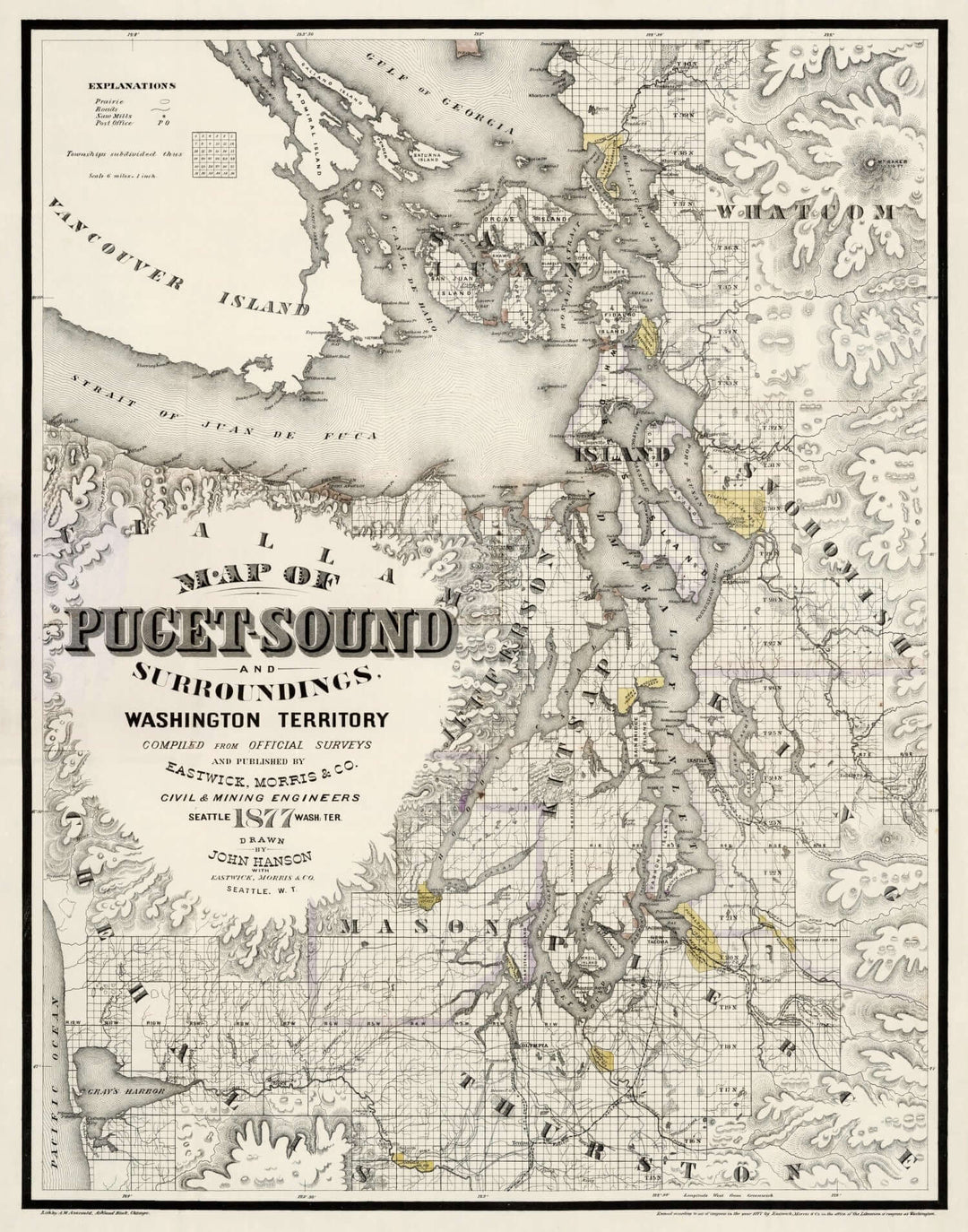 Antique Map of Seattle, Washington from 1877