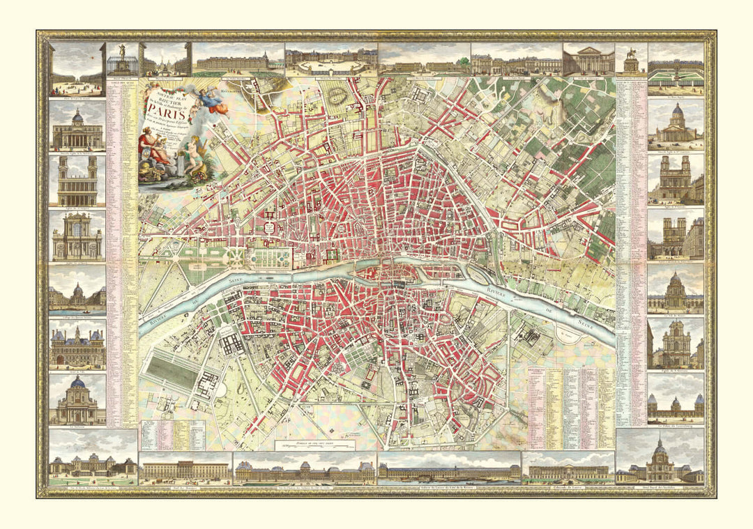 Antique Paris Map Print from 1784