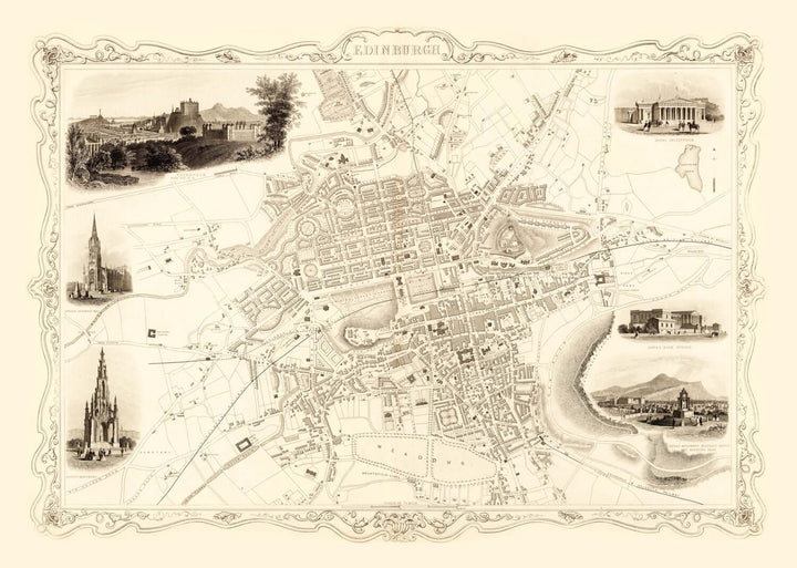 Antique Map of Edinburgh, Scotland from 1851
