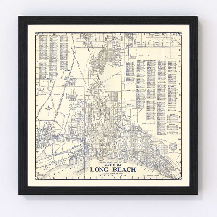 Antique Map of Long Beach, California from 1938
