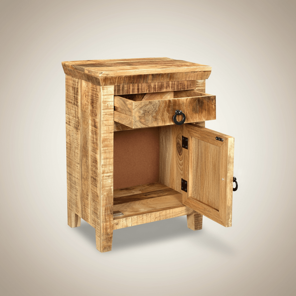 Vintage Reclaimed Wood Handcrafted Bedside Table