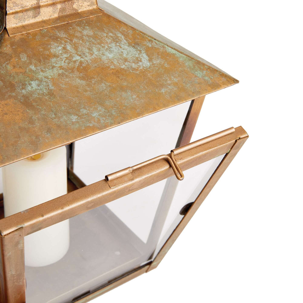 Antique Copper Pagoda Lantern with Weathered Patina closeup