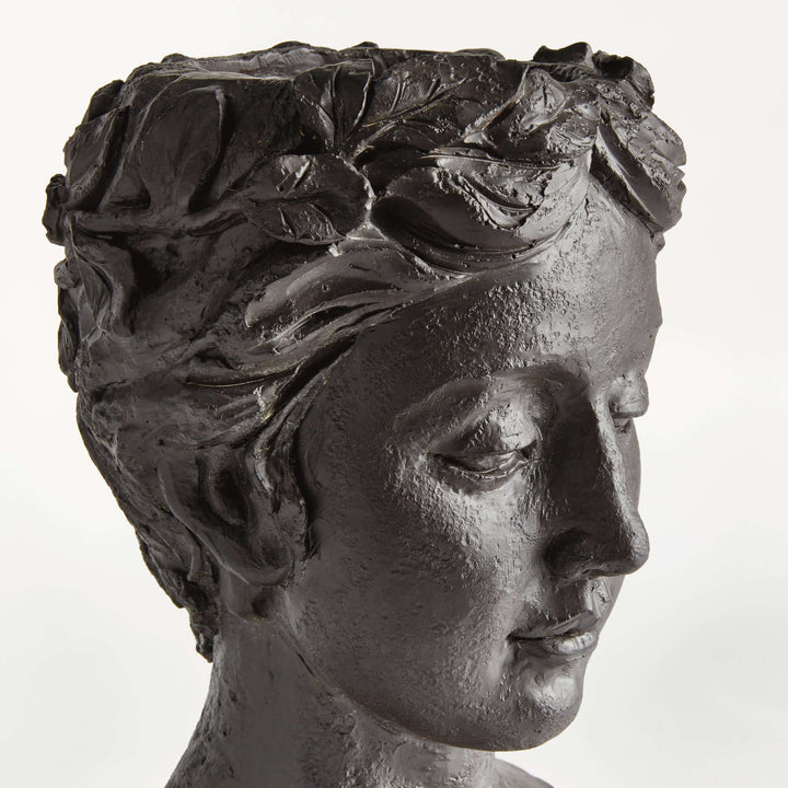 Athena Bust Planter Vessel in Antique Black