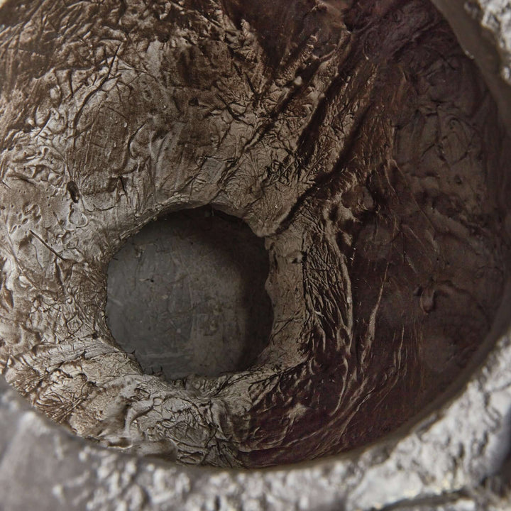 Athena Bust Planter Vessel in Antique Black looking inside the planter