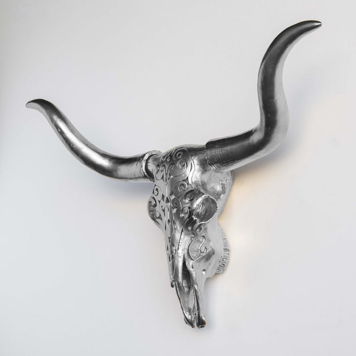 Handcrafted Faux Carved Texas Longhorn Skull Wall Art