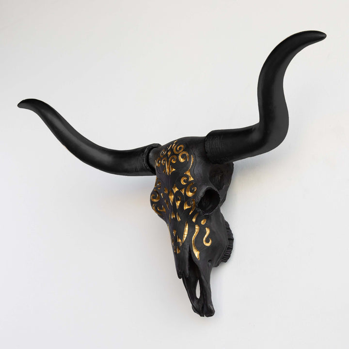 Handcrafted Faux Carved Texas Longhorn Skull Wall Art