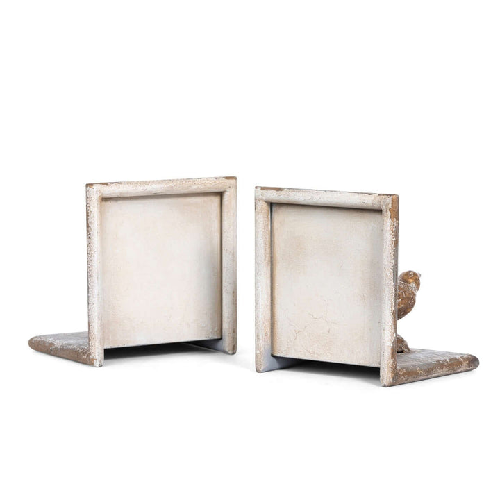 Vintage metal bird bookends with solid iron and gilded accents, combining charm and function, ideal for adding a poetic touch to any room.