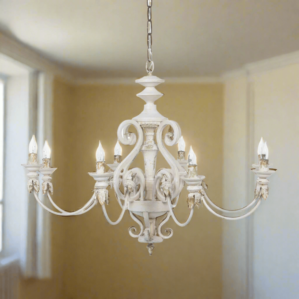 Rustic French Country Chandelier with Gold Leaf Accents, image size:1024x1024
