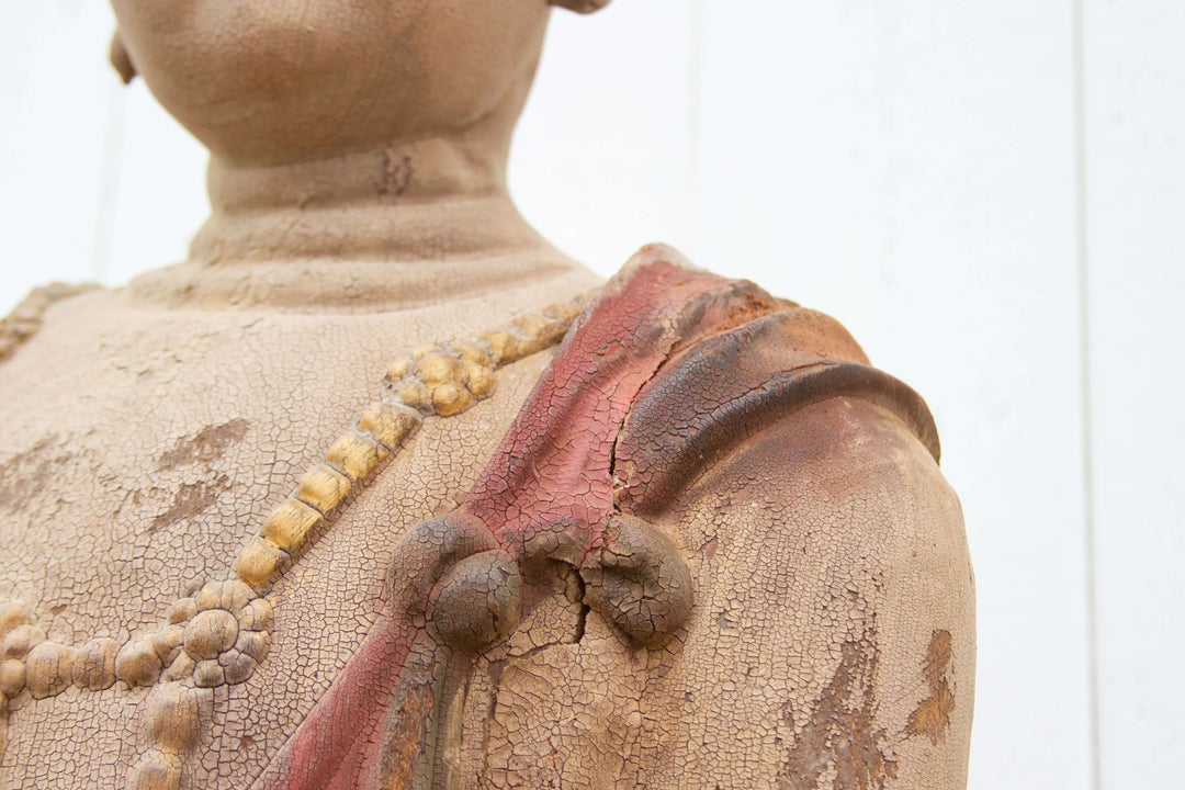 Rare Standing Antique Guan Yin Buddha Statue on Lotus Base