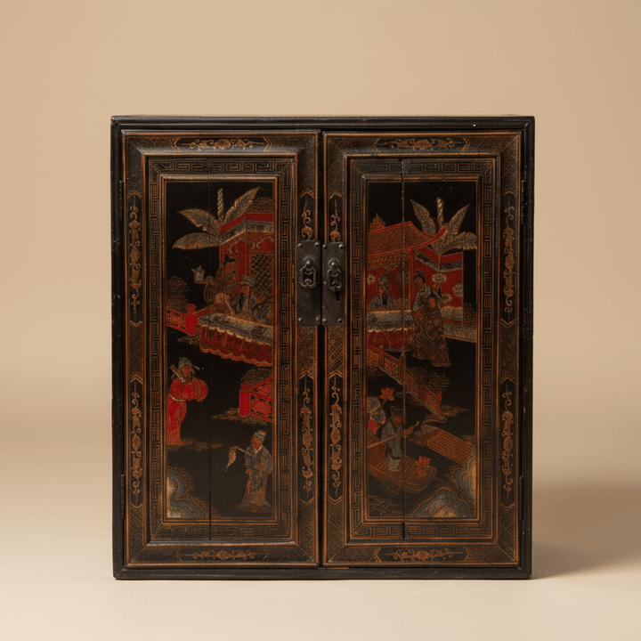 Antique Chinese Painted Lacquer Cabinet