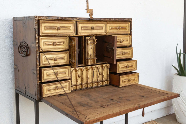 18th Century Spanish Antique Walnut Vargueño on Stand