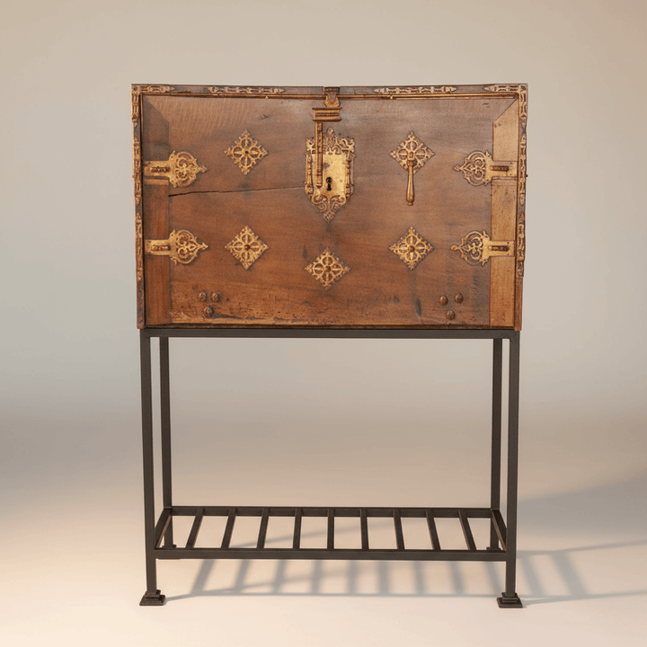 18th Century Spanish Antique Walnut Vargueño on Stand