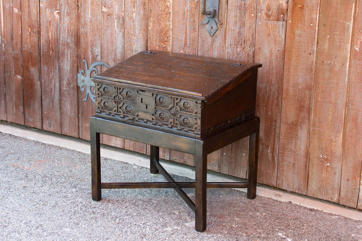 18th Century English Oak Writing Box on Stand