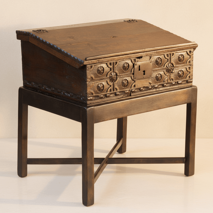 18th Century English Oak Writing Box on Stand