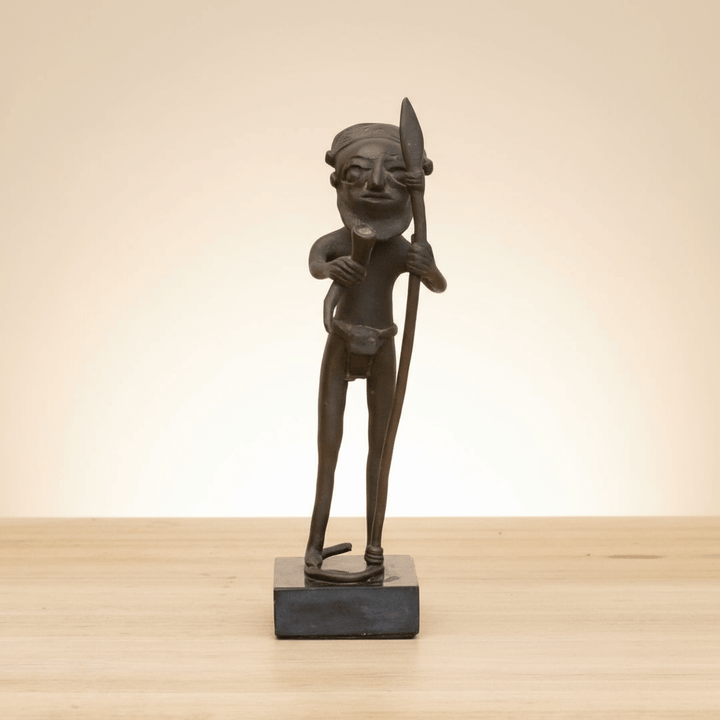 Antique Bamum Bronze Warrior Figure from Cameroon