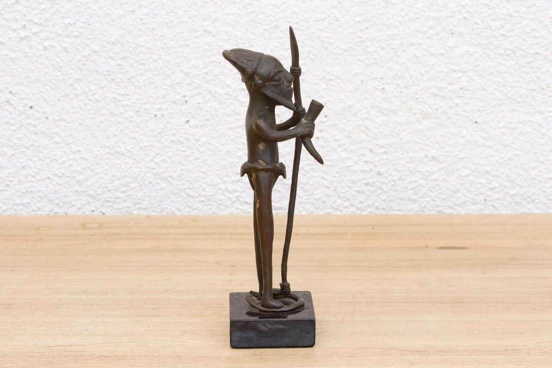 Antique Bamum Bronze Warrior Figure from Cameroon