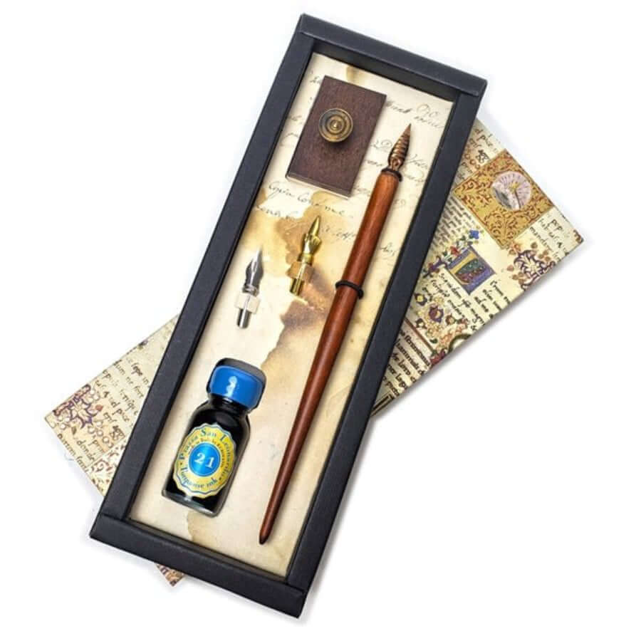 Vintage Calligraphy Dip Pen Set with Ink, Nibs & Blotter