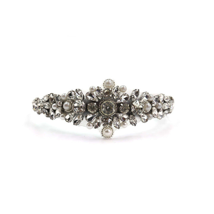 Vintage Bridal Headband Tiara with Bejeweled Pearls & Crystals