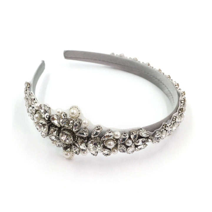 Vintage Bridal Headband Tiara with Bejeweled Pearls & Crystals