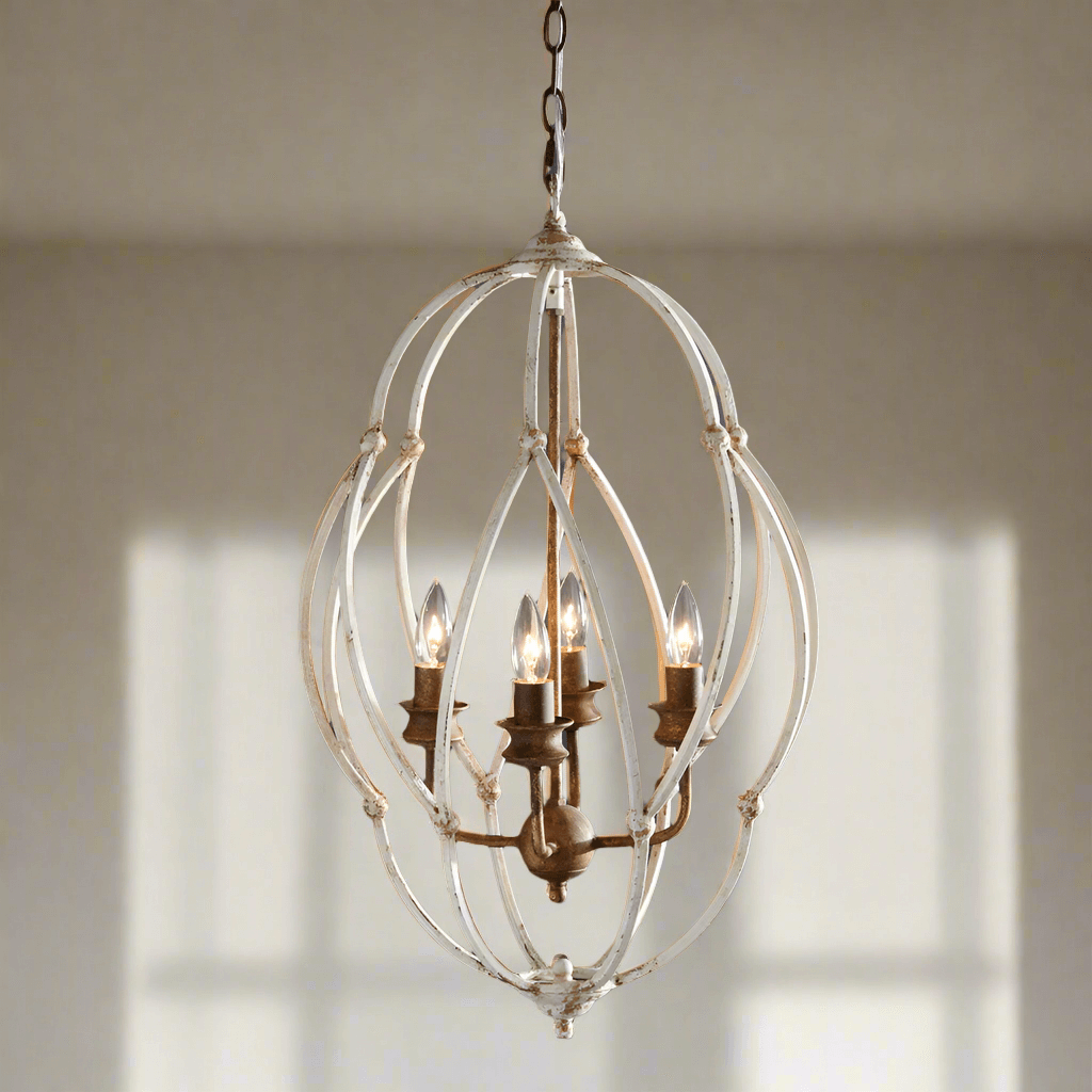 Distressed white light fixtures top