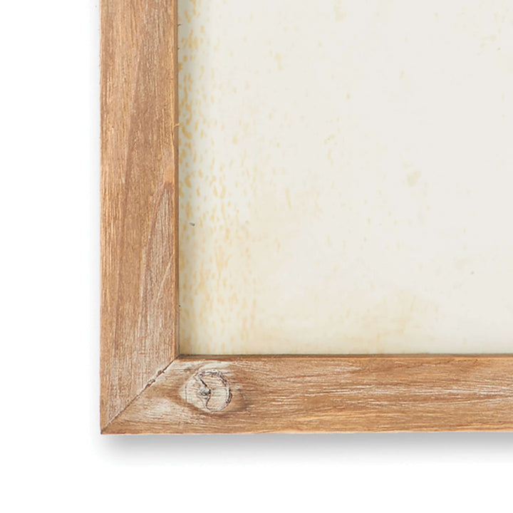 Vintage Coastal Blue Coral Prints with Whitewashed Wood Frames close up of frame