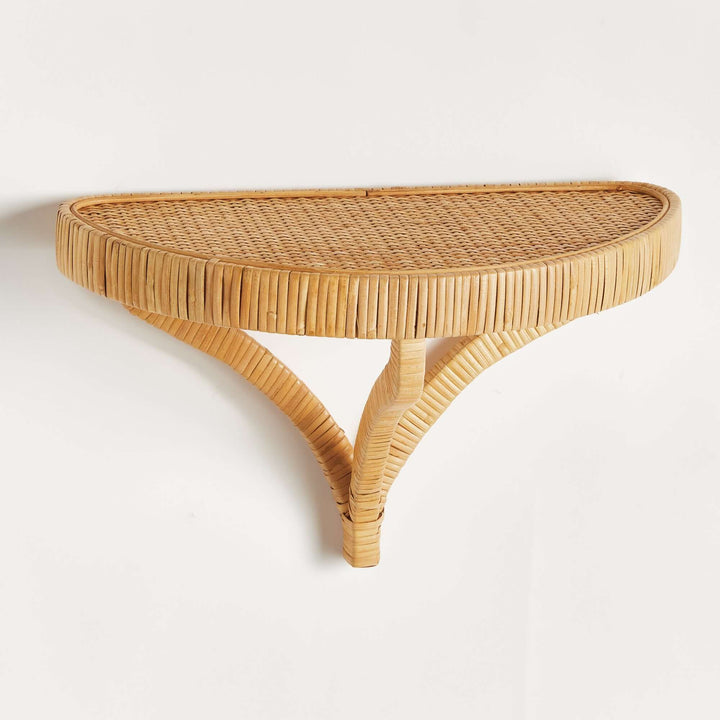 Vintage Coastal Rattan Wall Shelf