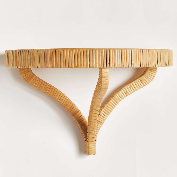 Vintage Coastal Rattan Wall Shelf