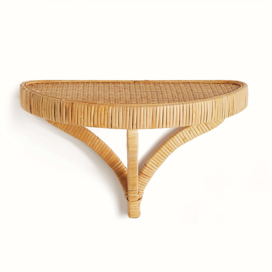 Vintage Coastal Rattan Wall Shelf