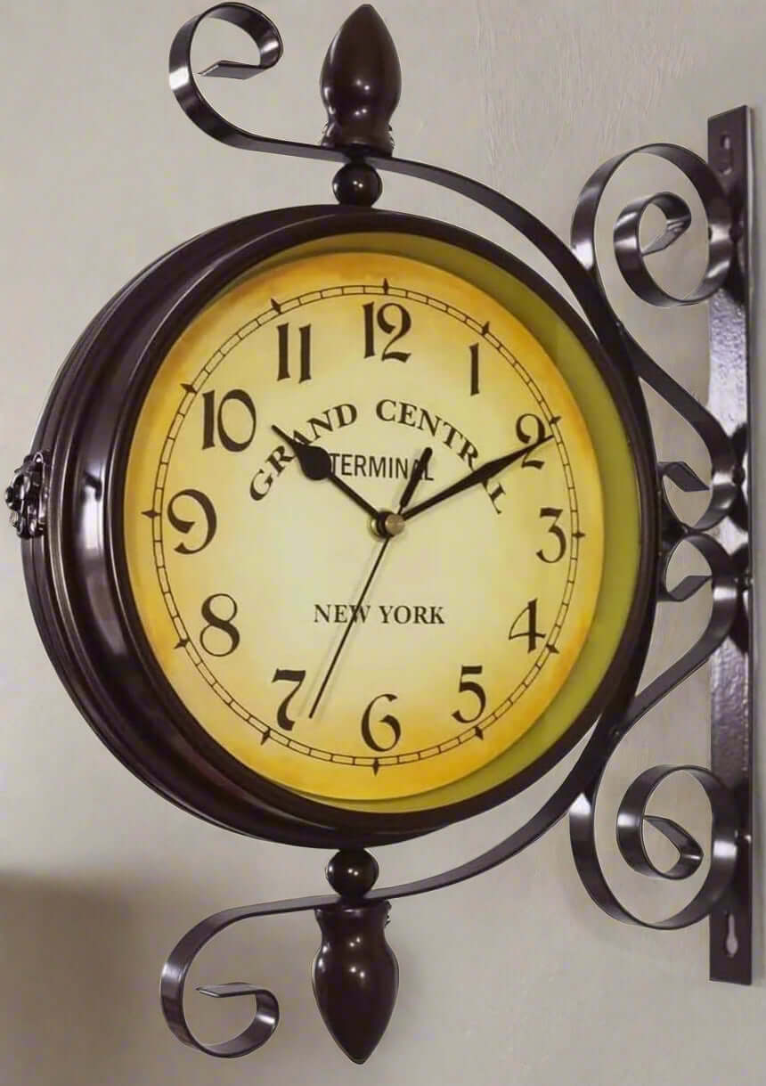 Vintage Grand Central Station double-sided wall clock with antique-style face and elegant numerals.