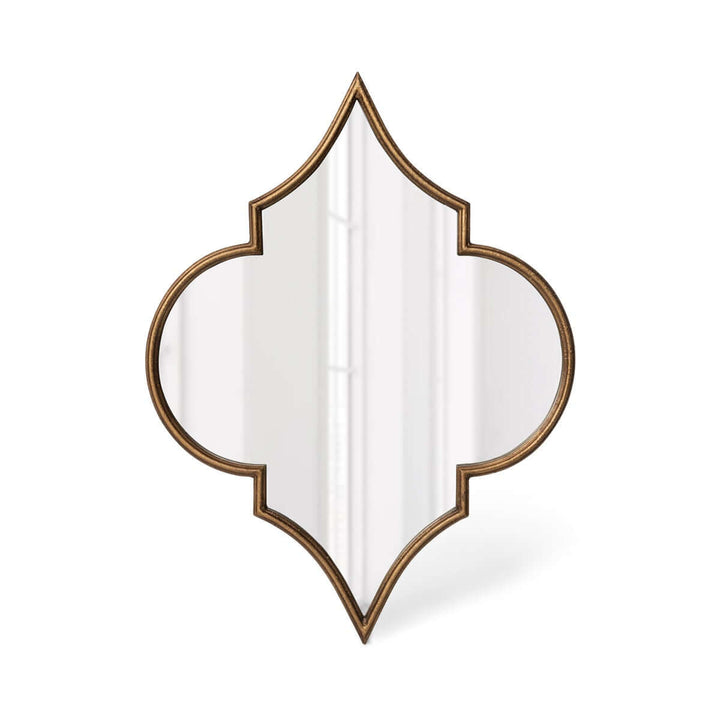 Antique Gold Moroccan Ogee Mirror with ornate design and sinuous curves, reflecting Moorish architectural elegance.