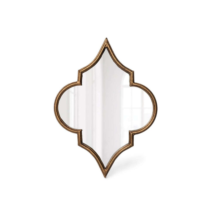 Antique Gold Moroccan Ogee Mirror with vintage ogee silhouette and ornate gold frame, inspired by Moroccan and Moorish design.