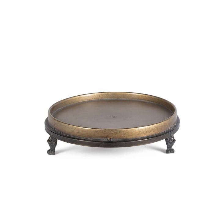 Antique Brass Footed Display Trays (Set of 2) - elegant solid iron tray with antique brass finish, perfect for classic farmhouse decor.