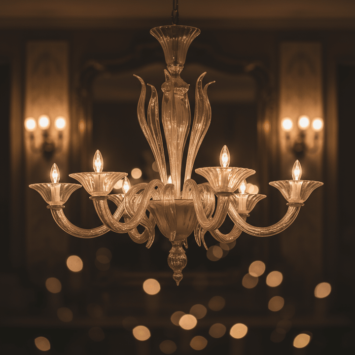 Vintage Clear Murano Glass Chandelier