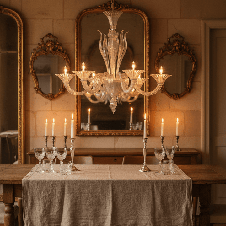 Vintage Clear Murano Glass Chandelier