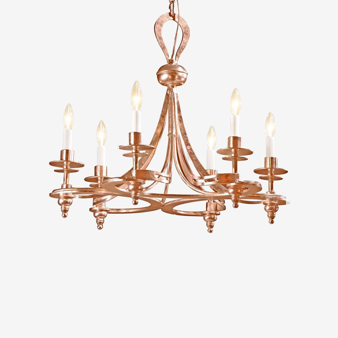 Antique Copper Leaf Italian Chandelier