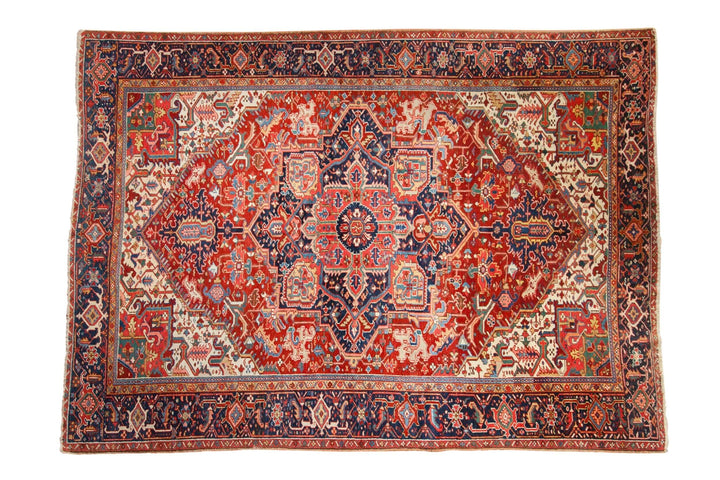 1940s Vintage Persian Heriz Carpet with Turtle Samovar Border