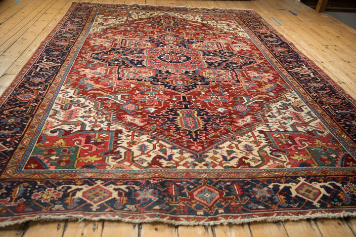 1940s Vintage Persian Heriz Carpet with Turtle Samovar Border