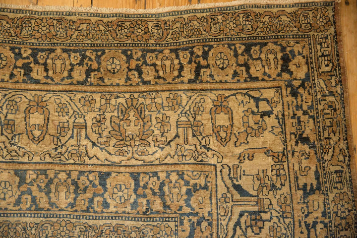Antique Tea Washed Persian Kerman Carpet with Oversized Medallion