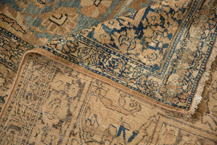 Antique Tea Washed Persian Kerman Carpet with Oversized Medallion