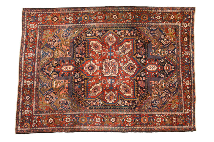 1950s Vintage Persian Heriz Carpet with Turtle Samovar Border