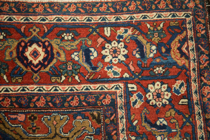 1950s Vintage Persian Heriz Carpet with Turtle Samovar Border