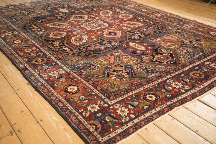 1950s Vintage Persian Heriz Carpet with Turtle Samovar Border