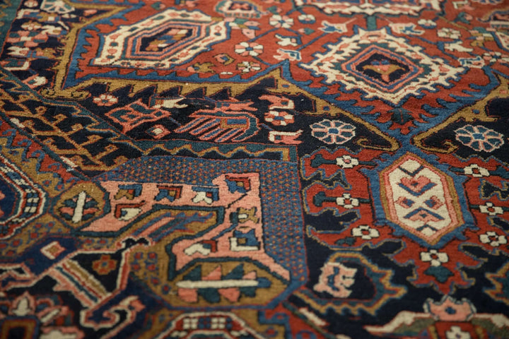 1950s Vintage Persian Heriz Carpet with Turtle Samovar Border
