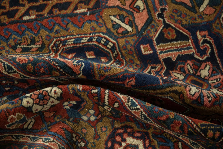 1950s Vintage Persian Heriz Carpet with Turtle Samovar Border