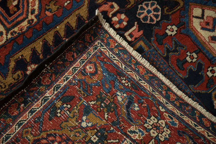 1950s Vintage Persian Heriz Carpet with Turtle Samovar Border