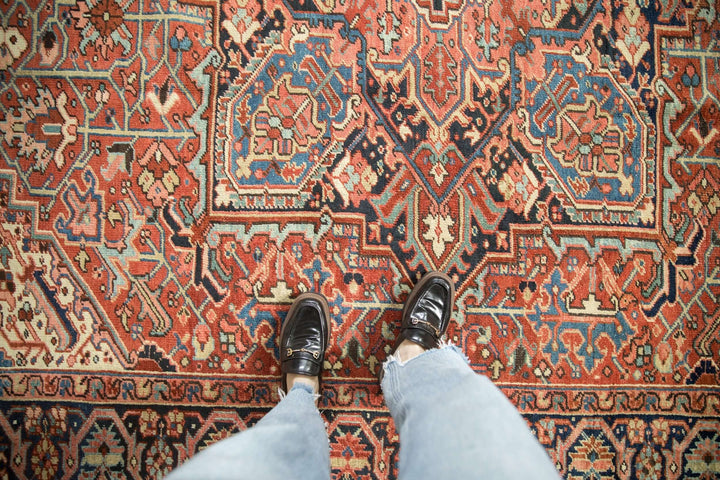 Hand-Knotted 1940s Persian Heriz Carpet